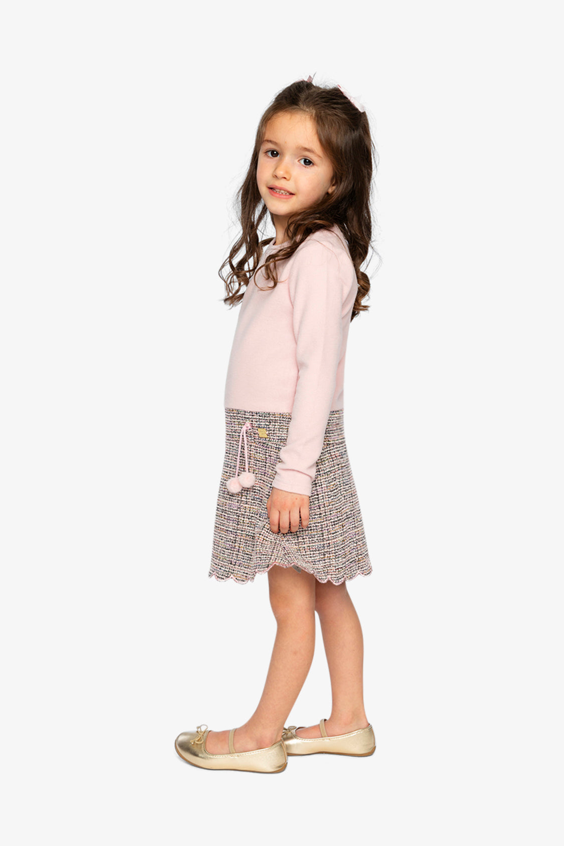 Bi-Material Dress Pink And Black Knit-2