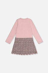 Bi-Material Dress Pink And Black Knit-4