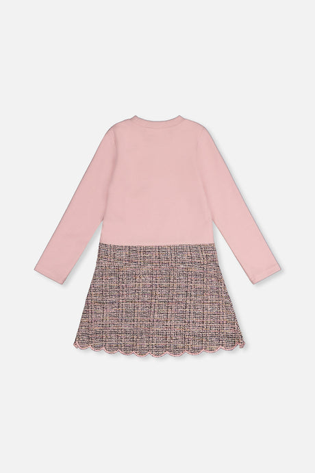 Bi-Material Dress Pink And Black Knit-4
