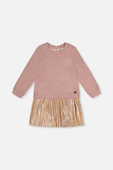 Bi-Material Dress Dusty Pink-0