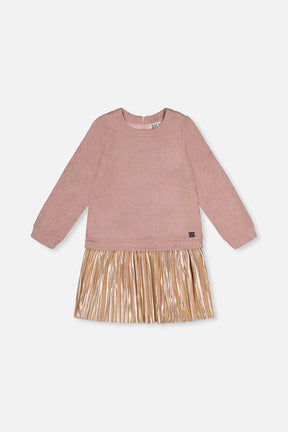 Bi-Material Dress Dusty Pink-0