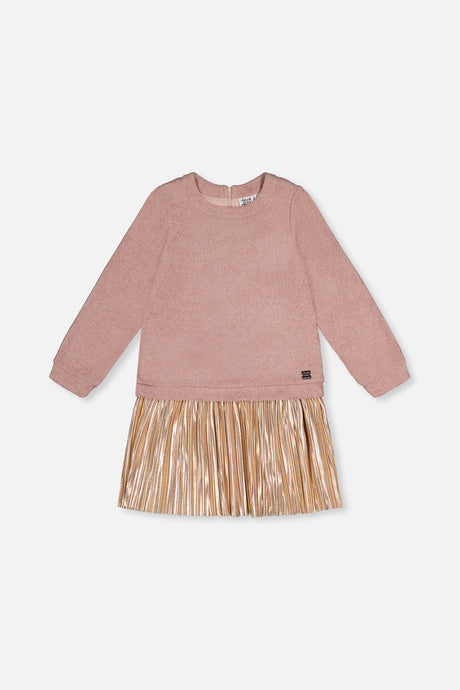 Bi-Material Dress Dusty Pink-0