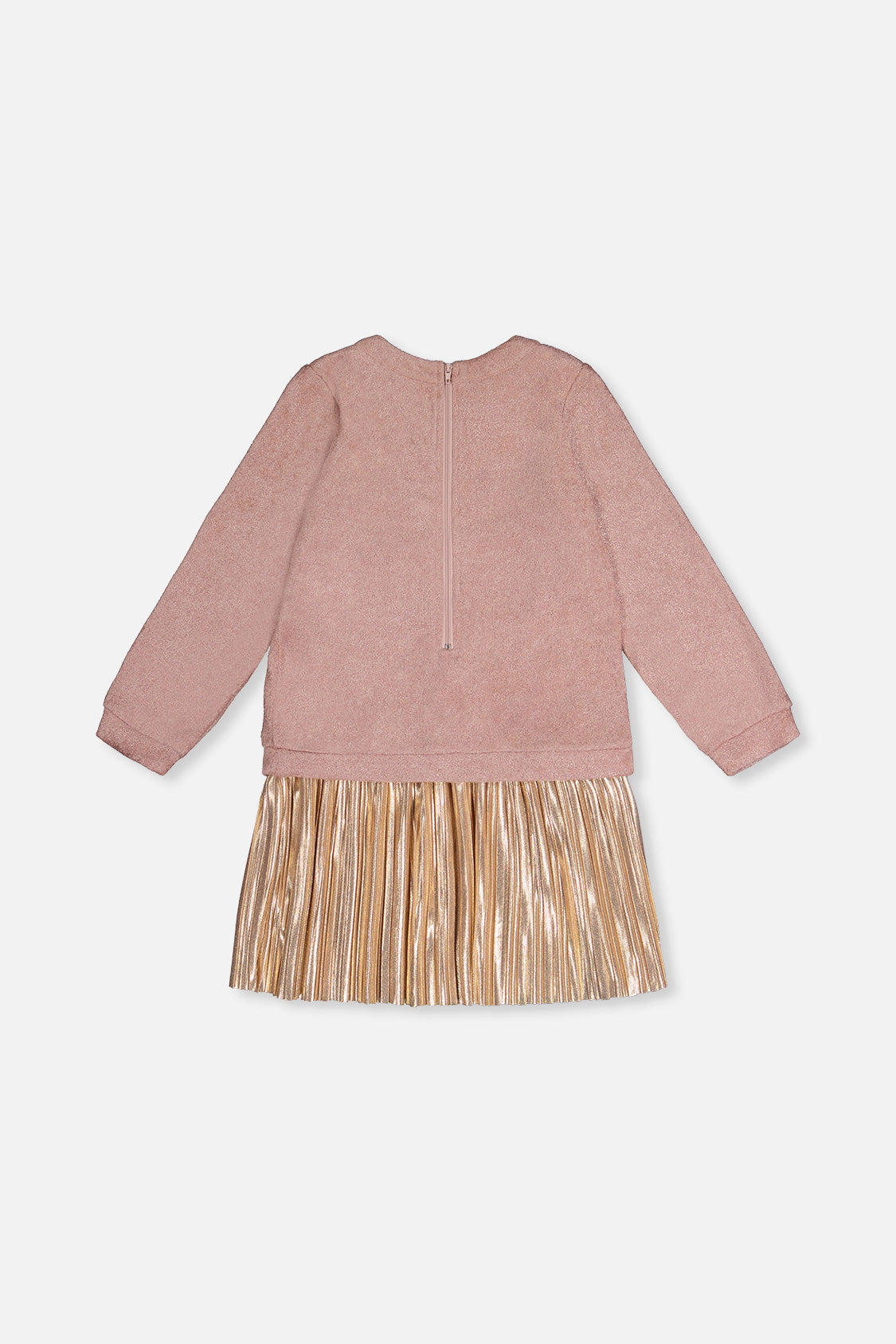 Bi-Material Dress Dusty Pink-4