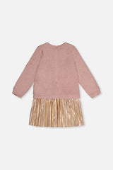 Bi-Material Dress Dusty Pink-4
