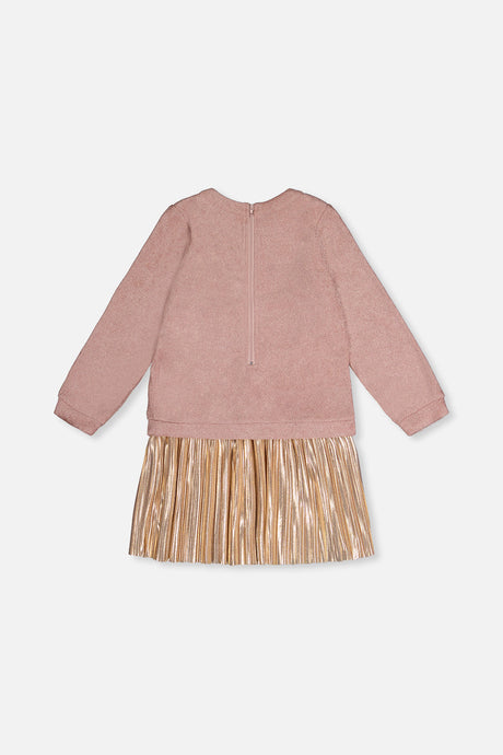 Bi-Material Dress Dusty Pink-4