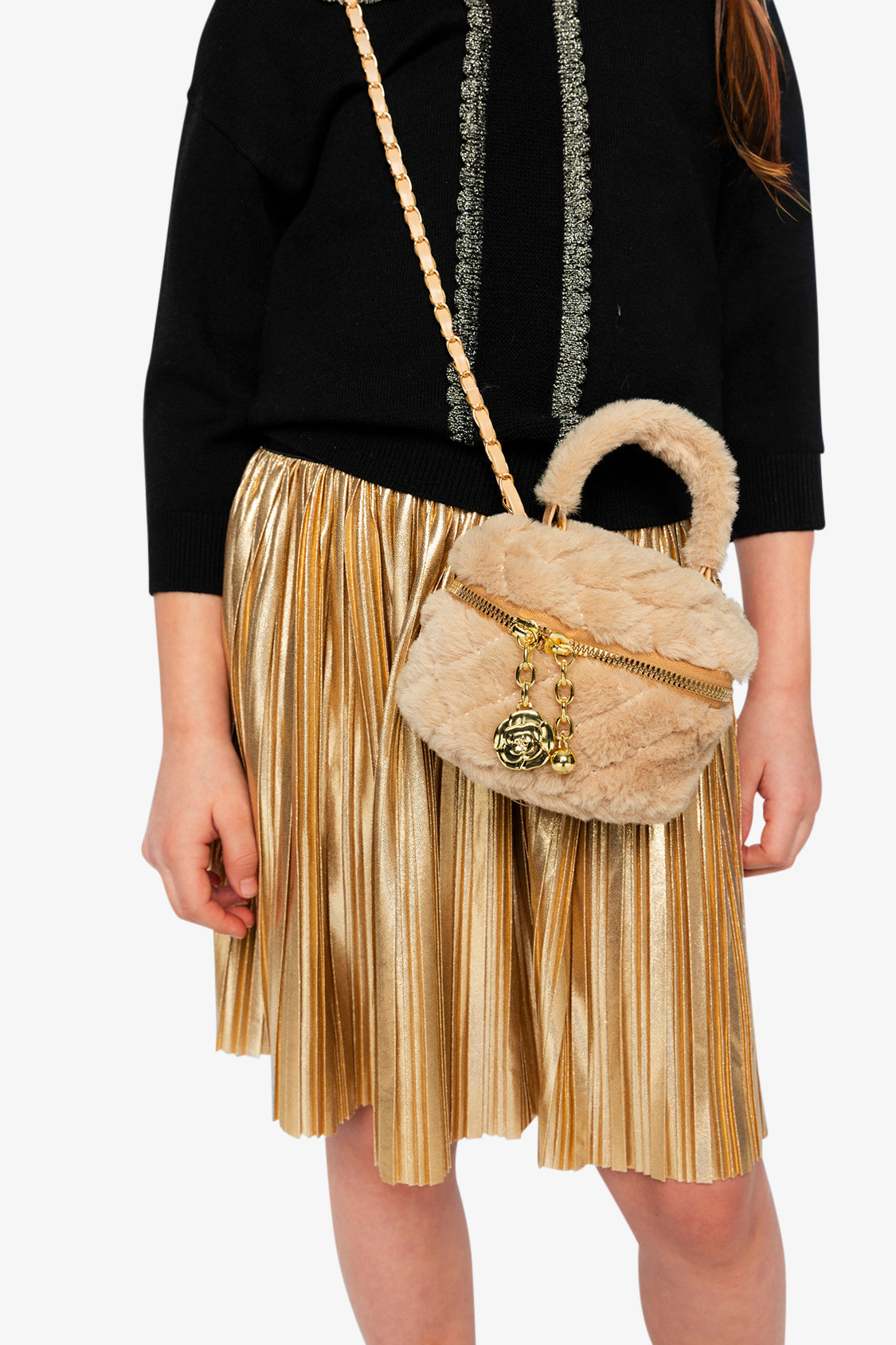 Faux Fur Small Bag Beige-1