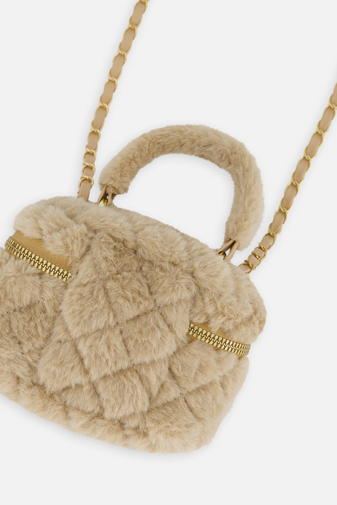Faux Fur Small Bag Beige-2