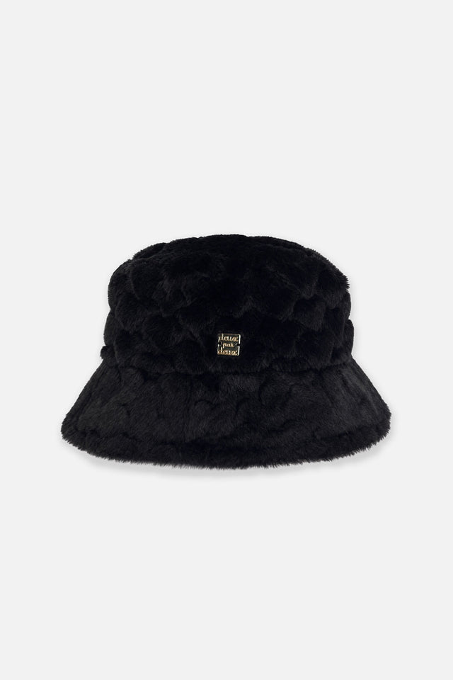 Faux Fur Bucket Hat Black-0