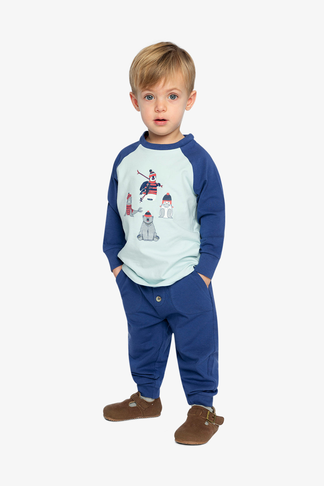 Organic Cotton T-Shirt & Pant Set Very Pale Turquoise-1