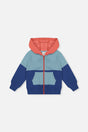 Full Zip Hooded Fleece Jacket Blue, Turquoise And Orange-0
