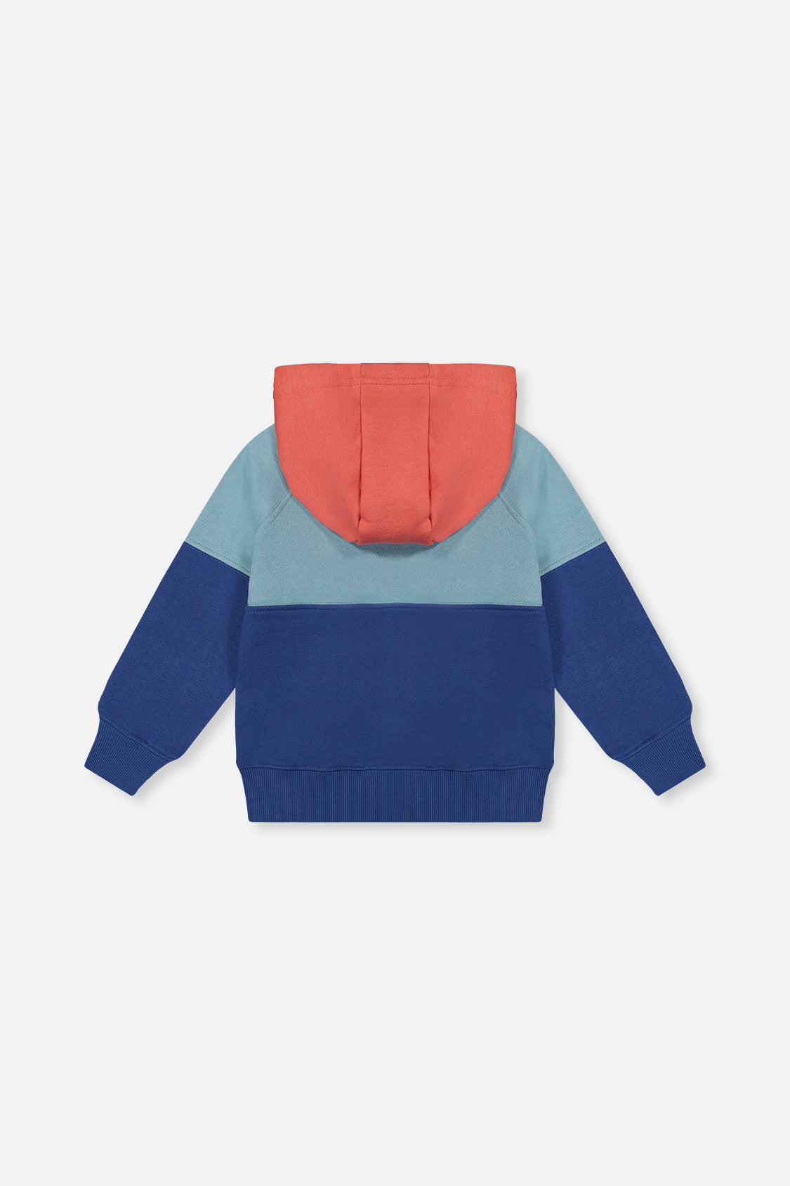 Full Zip Hooded Fleece Jacket Blue, Turquoise And Orange-3