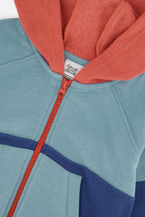 Baby Full Zip Hooded Fleece Jacket Blue, Turquoise And Orange-2
