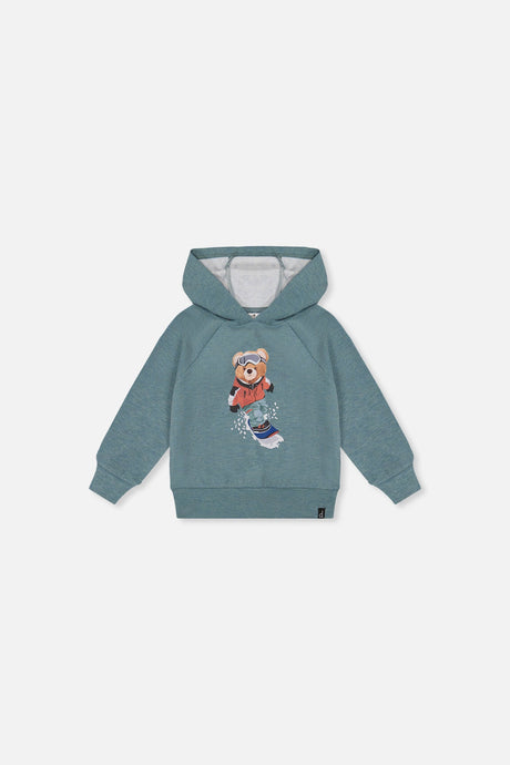 Baby Hoodie With Screenprint Pale Turquoise-0