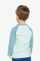 Baby Long Sleeve Raglan Organic Cotton T-Shirt Very Pale Turquoise-3