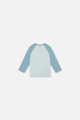 Baby Long Sleeve Raglan Organic Cotton T-Shirt Very Pale Turquoise-2