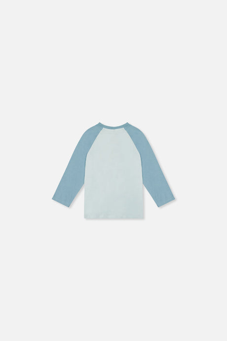 Baby Long Sleeve Raglan Organic Cotton T-Shirt Very Pale Turquoise-2