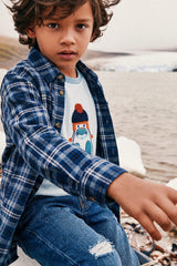 Deux par Deux Long Sleeve Raglan Organic Cotton T-Shirt Very Pale Turquoise