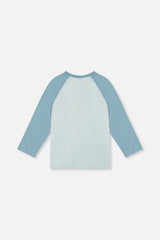 Deux par Deux Long Sleeve Raglan Organic Cotton T-Shirt Very Pale Turquoise product image P2