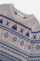 Deux par Deux blue and beige Fair Isle knit sweater, alternate view
