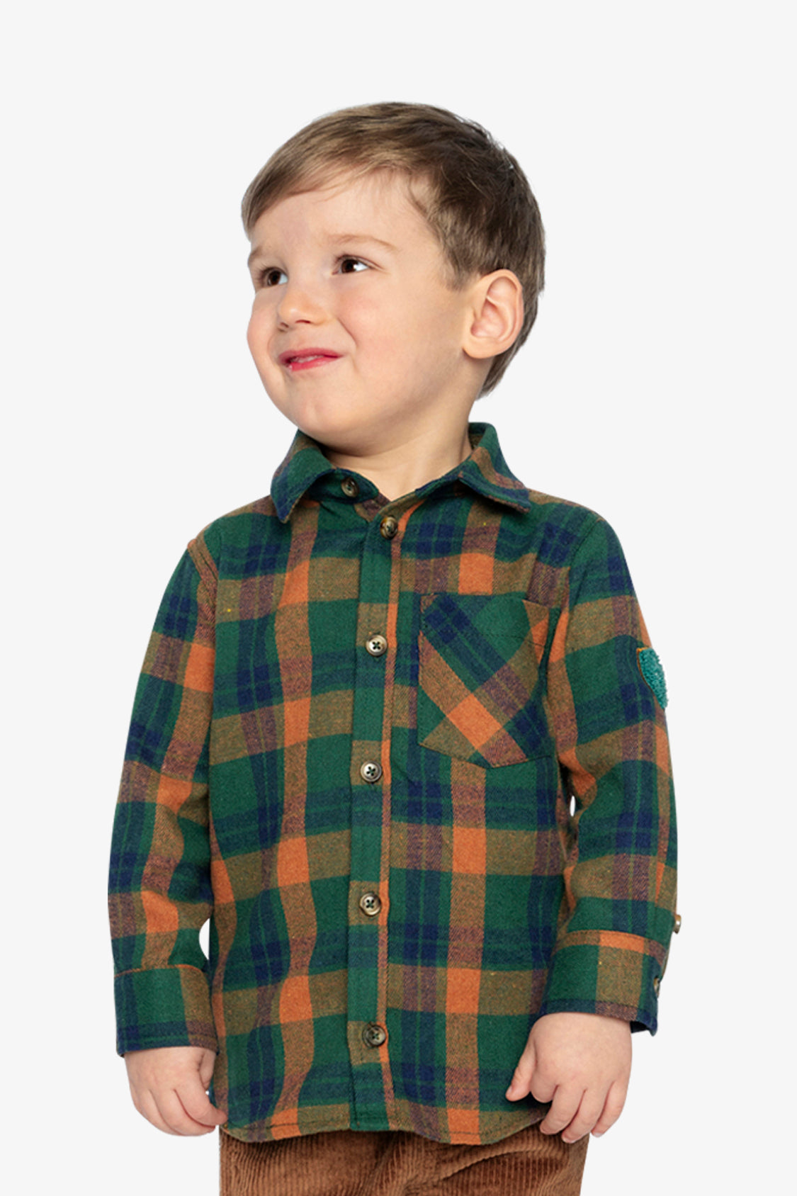 Baby Plaid Shirt Orange, Blue And Green-1