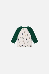 Baby Long Sleeve Raglan T-Shirt Beige Dinosaur Print-3