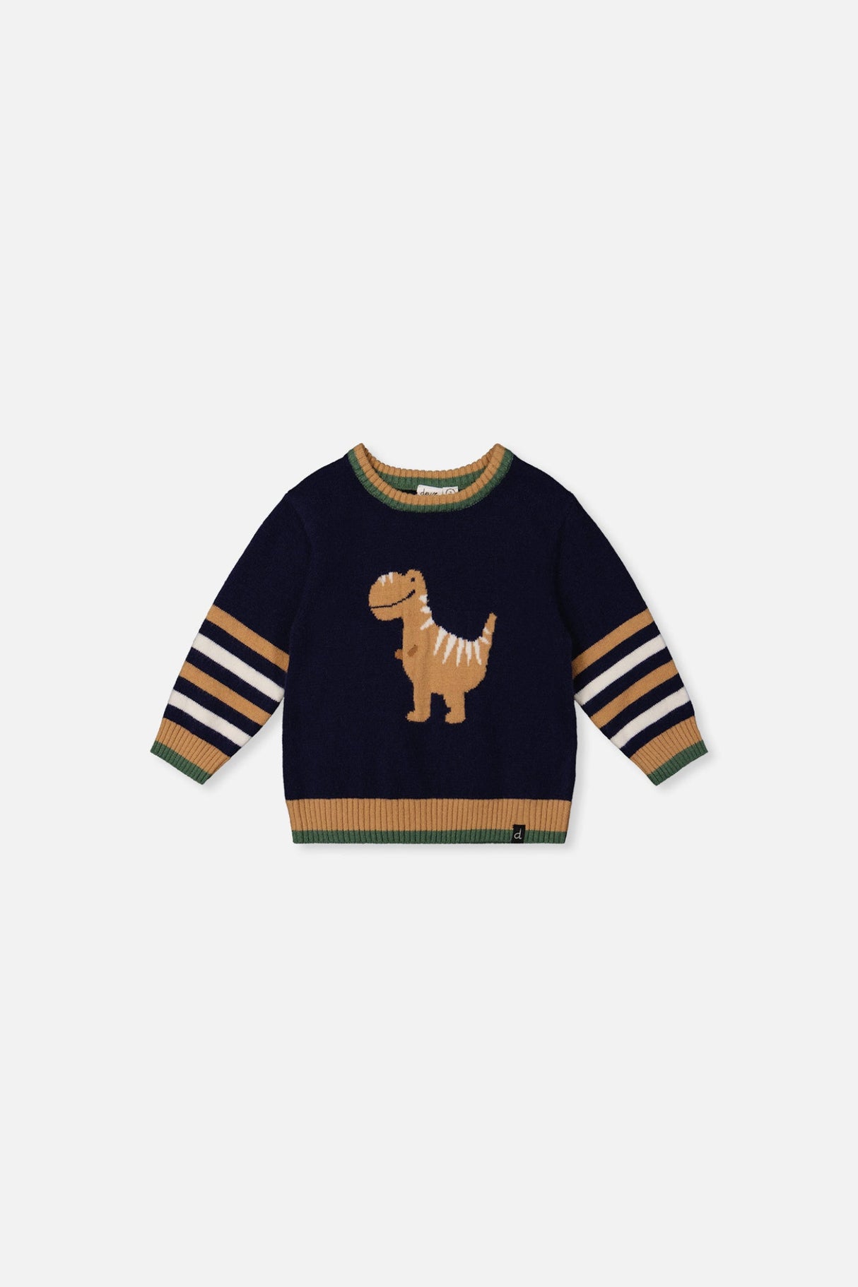 Baby Knit Sweater With Intarsia Dark Blue, Brown And Beige-0