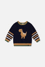 Knit Sweater With Intarsia Dark Blue, Brown And Beige-0