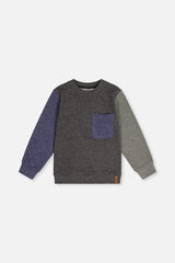 Colorblock Brushed Jersey Top With Chest Pocket Grey Brown-0