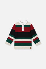 Polo Top Blue Striped Red, Green And Grey-0