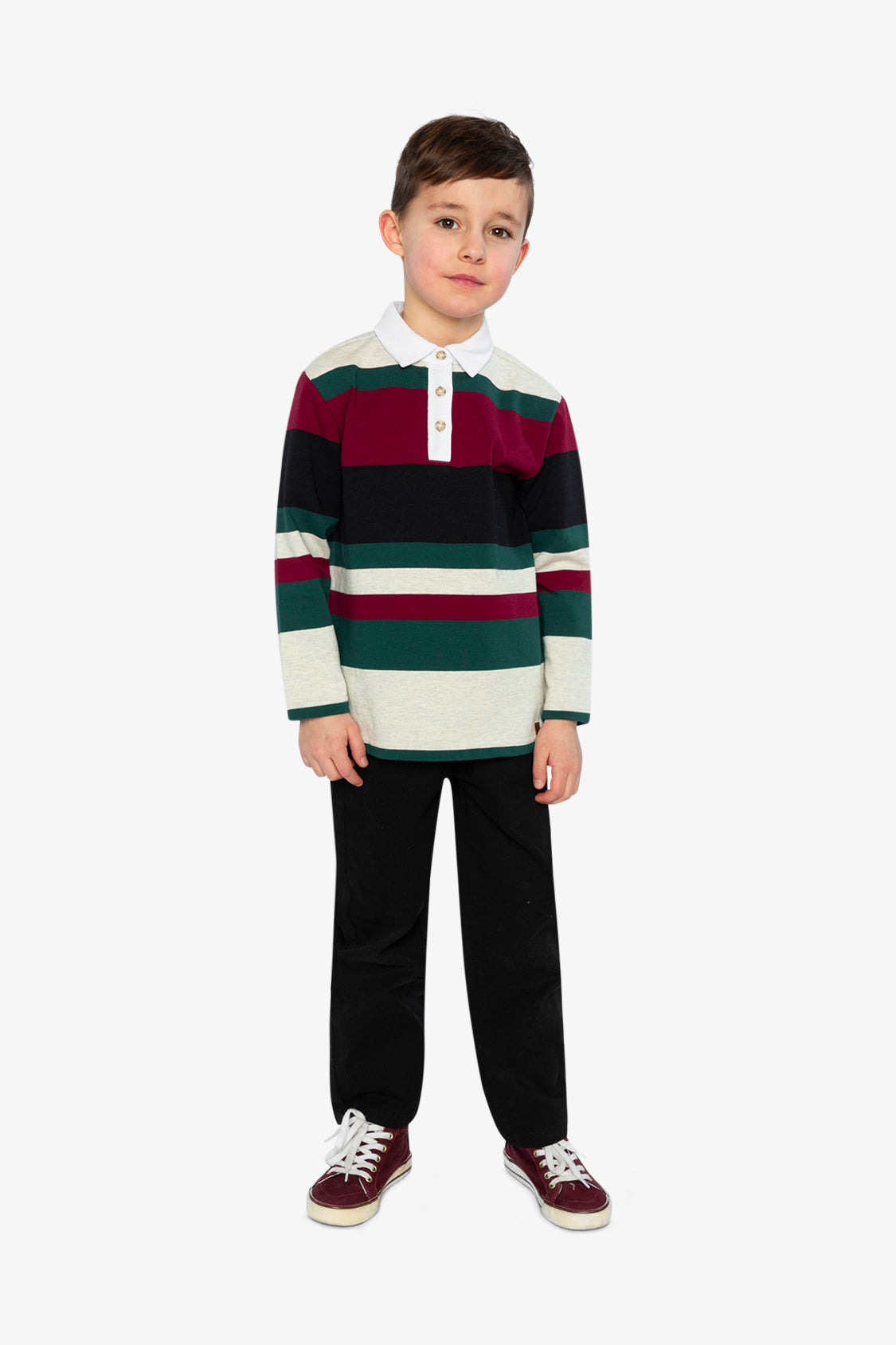 Polo Top Blue Striped Red, Green And Grey-4