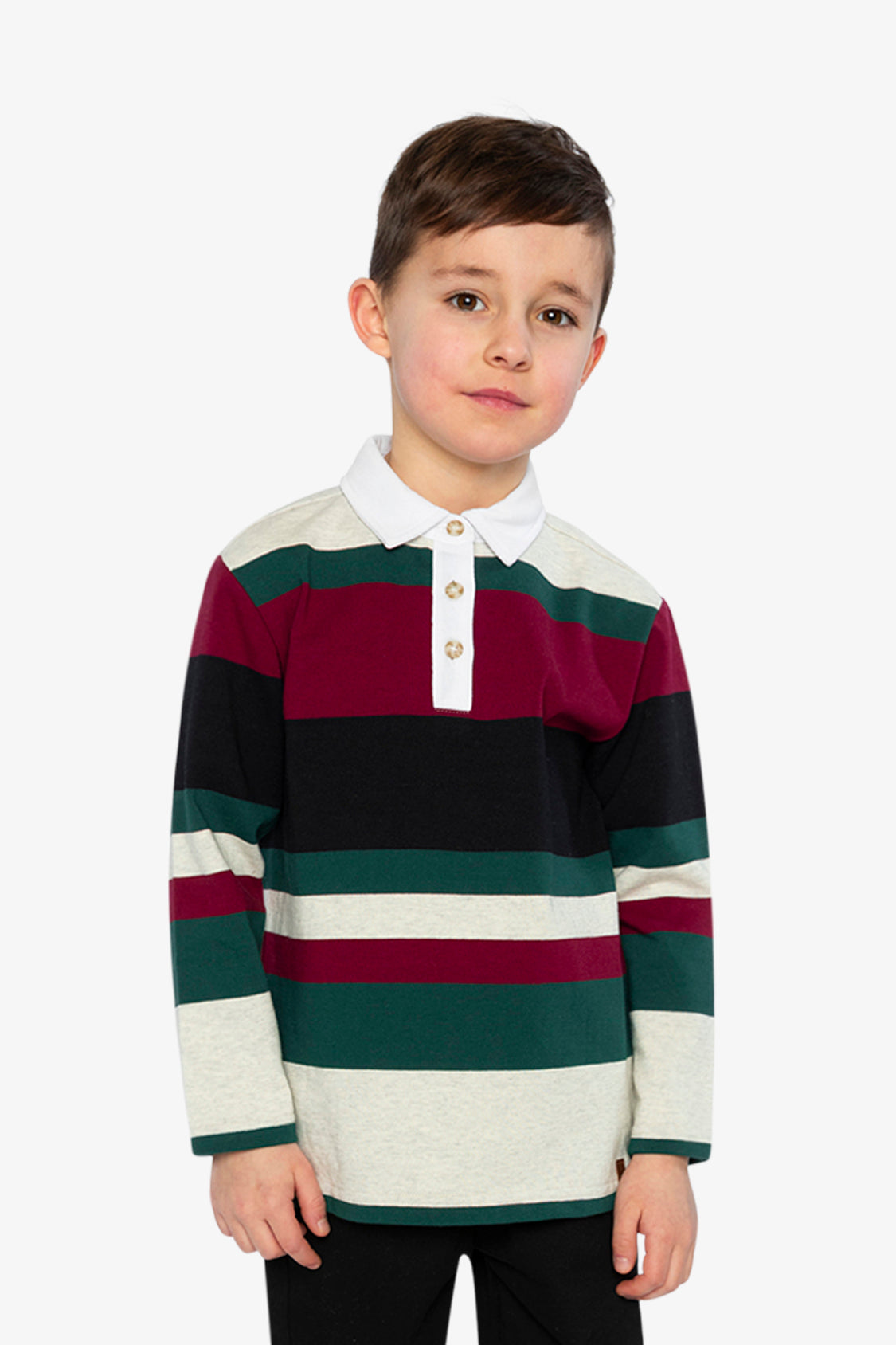 Polo Top Blue Striped Red, Green And Grey-1