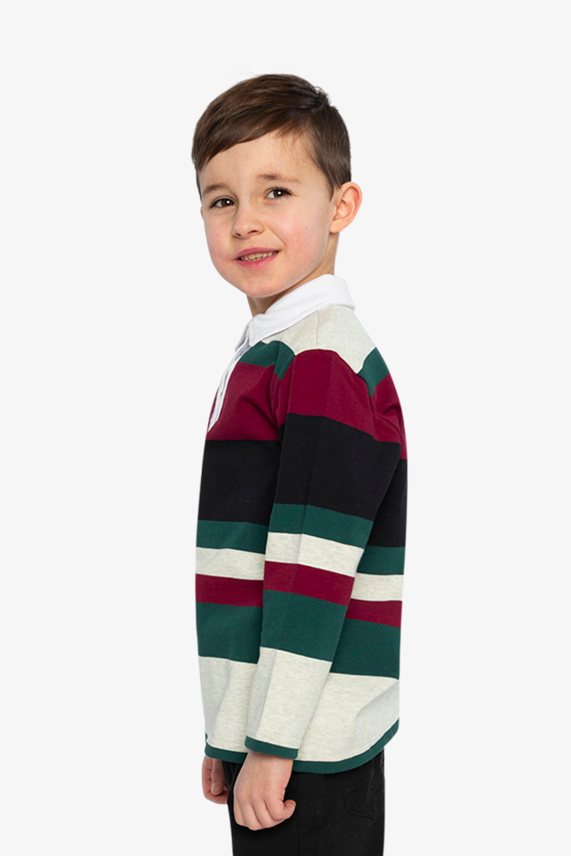 Polo Top Blue Striped Red, Green And Grey-2