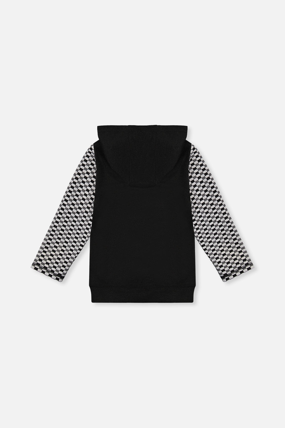 Deux par Deux black and white colorblock hooded top, back view