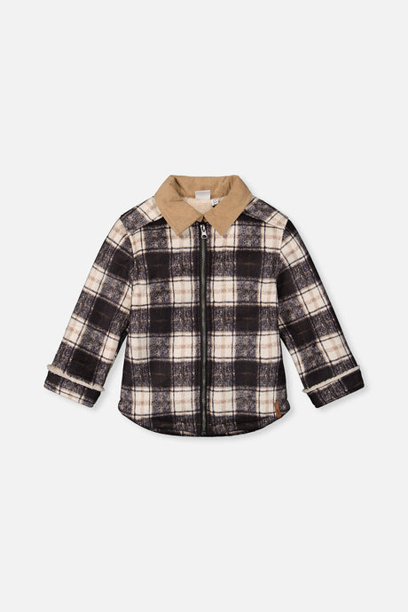 Brushed Plaid Zipped Jacket Blue And Beige Checks-0