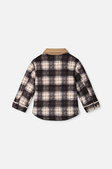 Deux par Deux Brushed Plaid Zipped Jacket Blue And Beige Checks