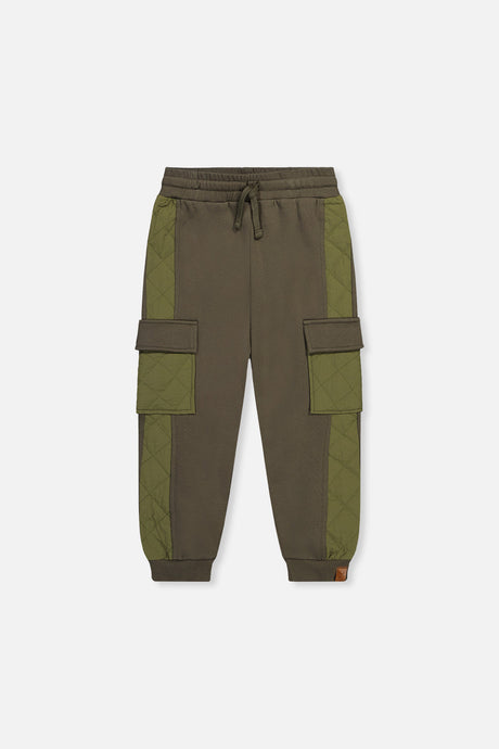 Fleece Bi-Material Sweatpants With Pockets Green-0