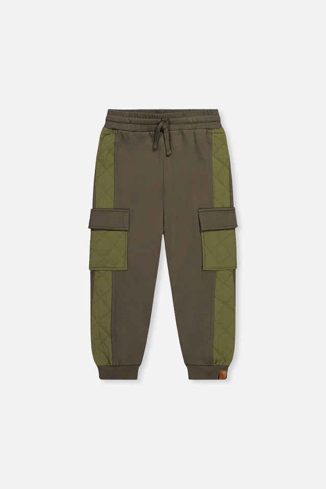 Fleece Bi-Material Sweatpants With Pockets Green-0