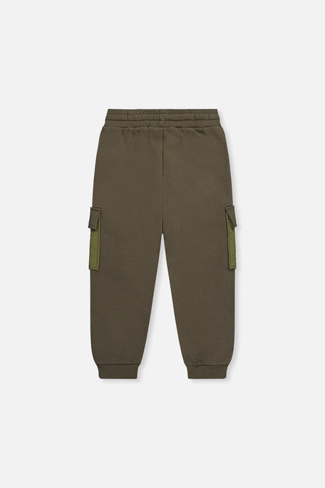 Fleece Bi-Material Sweatpants With Pockets Green-3