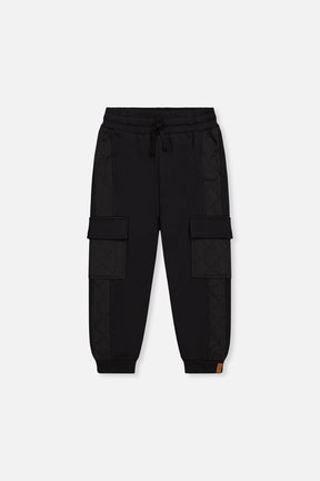 Fleece Bi-Material Sweatpants With Pockets Black-0
