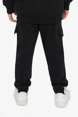 Fleece Bi-Material Sweatpants With Pockets Black-3