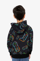 Fleece Hooded Sweatshirt Black Printed Controller-3