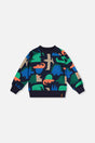 Fleece Sweatshirt Blue Dinosaur Print-0