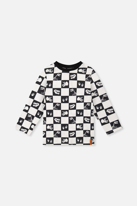 Organic Cotton Long Sleeve T-Shirt Black And White Checker-0