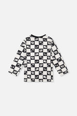 Deux par Deux Organic Cotton Long Sleeve T-Shirt Black And White Checker product image P2