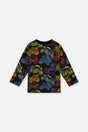 Organic Cotton Long Sleeve T-Shirt Black Monster Truck Print-0