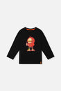 Long Sleeve Organic Cotton T-Shirt Black And Red-0