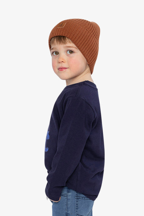 Long Sleeve Organic Cotton T-Shirt Dark Blue And Orange-2