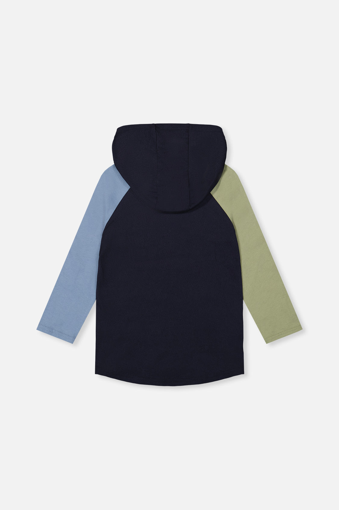 Deux par Deux Raglan Hooded T-Shirt Dark Blue And Green