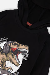 Deux par Deux Raglan Hooded T-Shirt Black And Brown