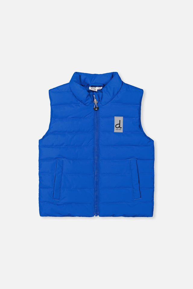 Sleeveless Quilted Mid-Season Vest Blue-0